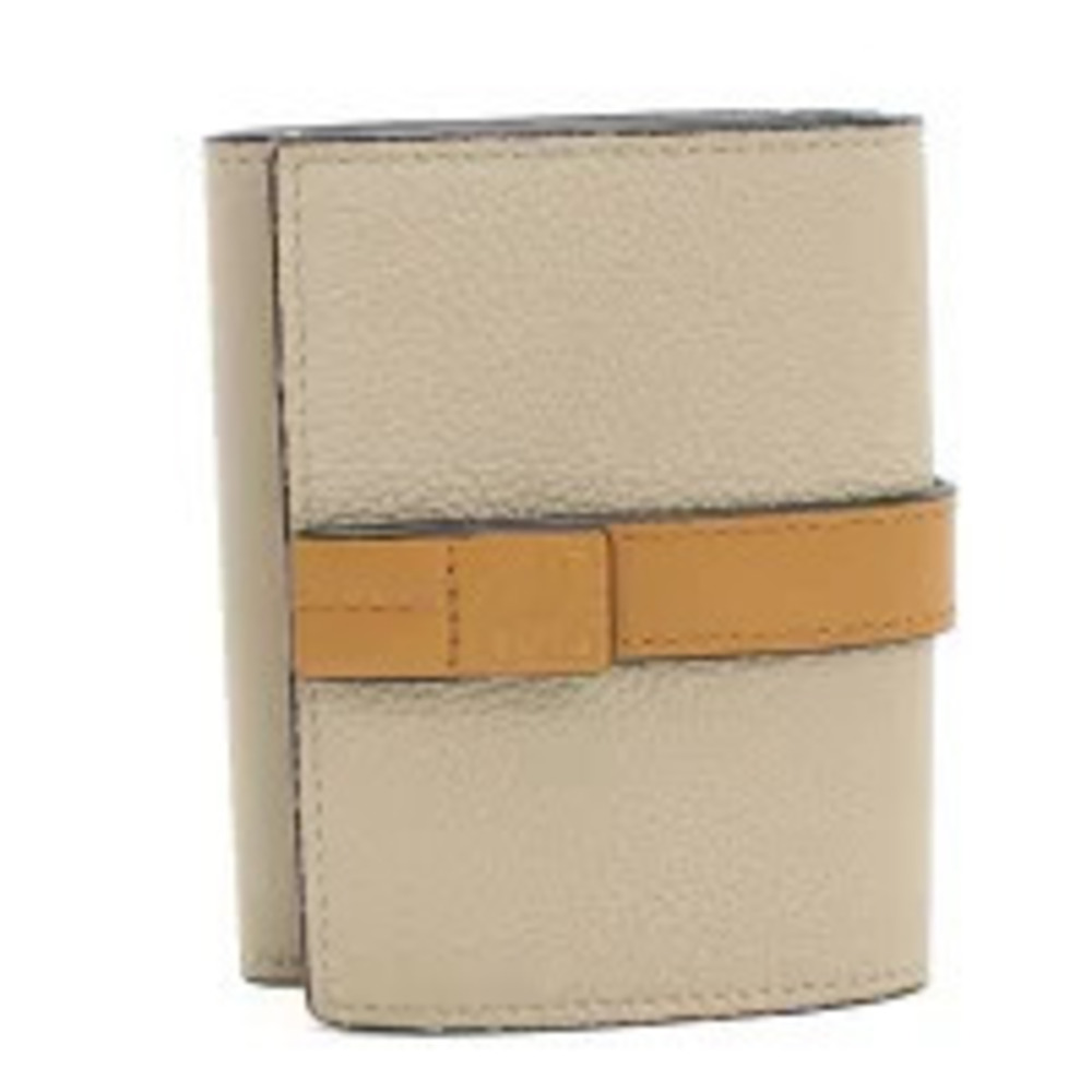 Loewe Tri fold Wallet Compact Trifold Beige Cream